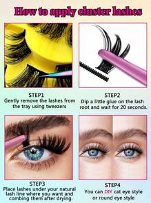 70Pcs 10-15mm Mixed Length D Curl Fluffy  Individual Cluster Lashes Segmented Spikes Individual False Eyelashes Individual Eyelash Extensions Lash Clusters,Eye Lash Clusters,Individual Eyelashes,Lashes,Fake Lashes - Black - View 9