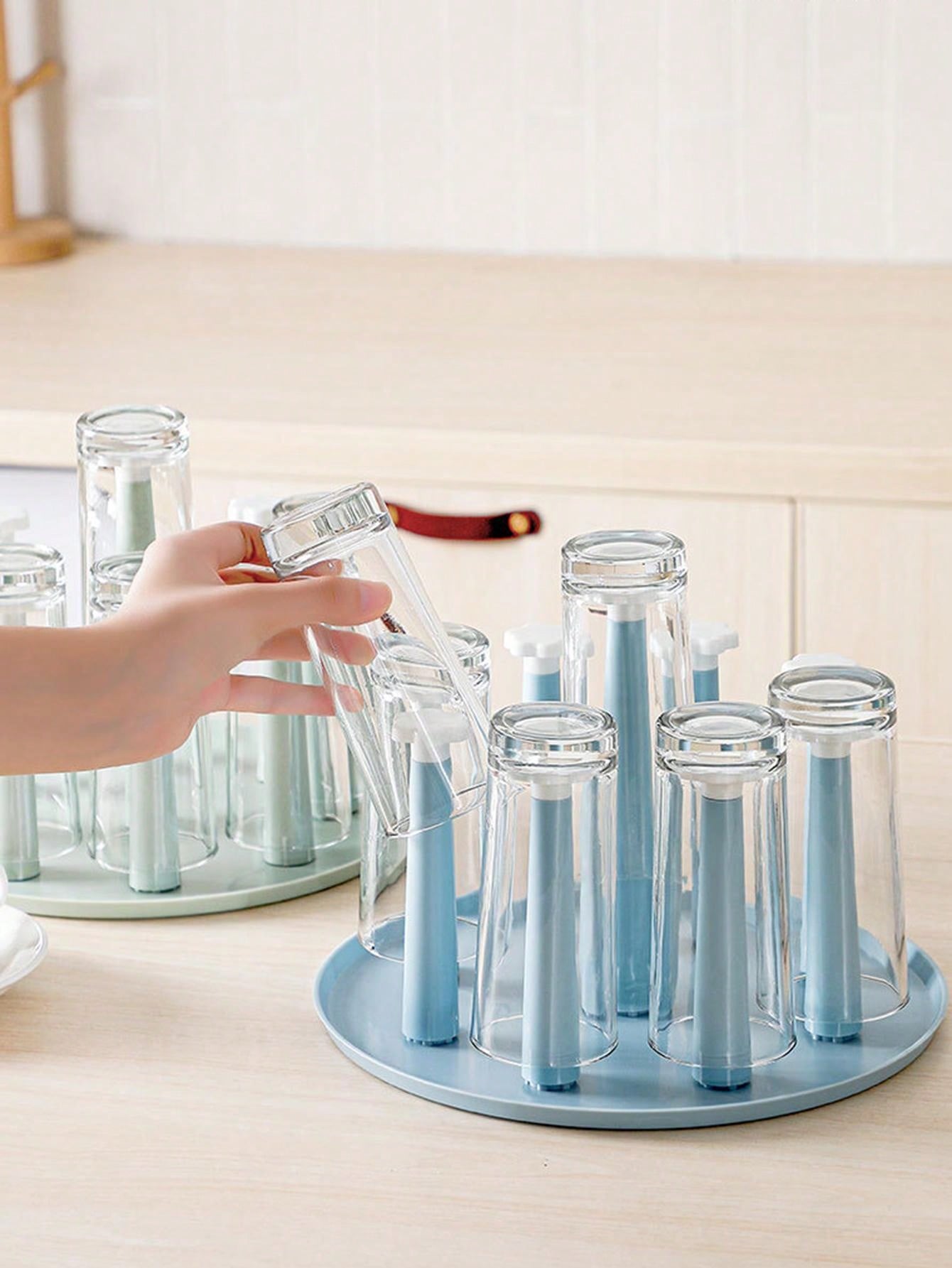 1pc Drinkware Rack Countertop Tea Cup Holder With Tray, Water Glass Drying Drain Shelf For