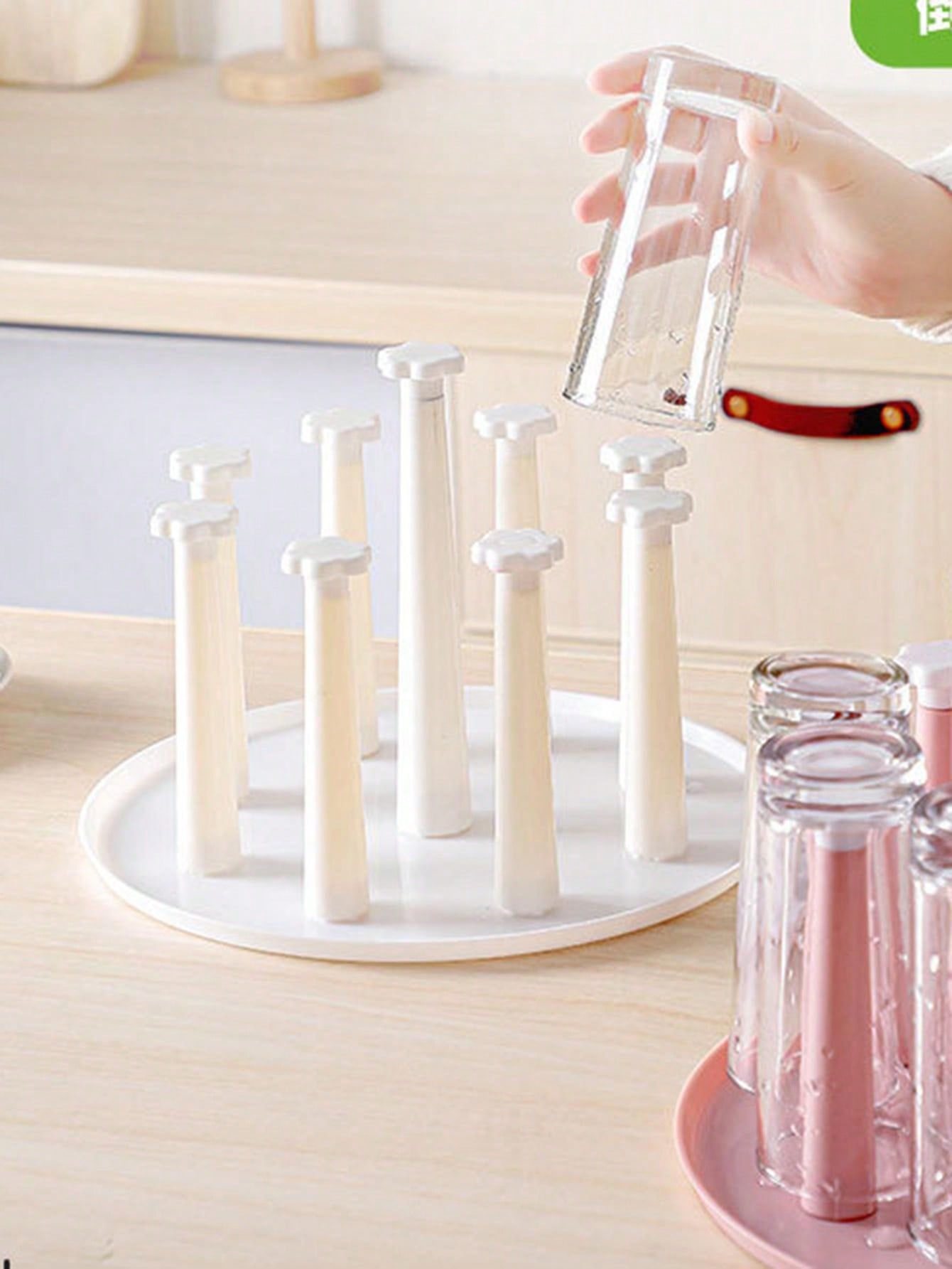 1pc Drinkware Rack Countertop Tea Cup Holder With Tray, Water Glass Drying Drain Shelf For