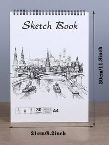 1本白色素描本,極簡厚實的素描繪畫本,適用於素描、水彩繪畫等 - 白色 - 查看 3