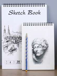 1本白色素描本,極簡厚實的素描繪畫本,適用於素描、水彩繪畫等 - 白色 - 查看 1