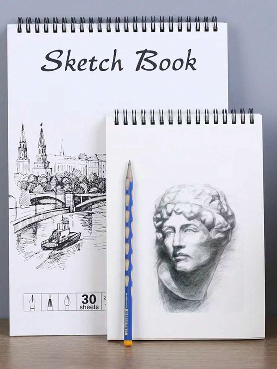 1本白色素描本,極簡厚實的素描繪畫本,適用於素描、水彩繪畫等 - 白色 - 查看 1