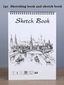 1本白色素描本,極簡厚實的素描繪畫本,適用於素描、水彩繪畫等 - 白色 - 查看 2