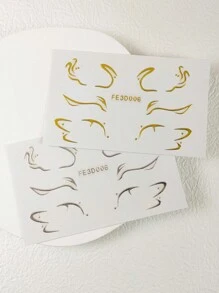 2 pcs Gold/Silver Eyeliner Stickers 3D Jelly Face Stickers For Makeup - Multicolor - View 3