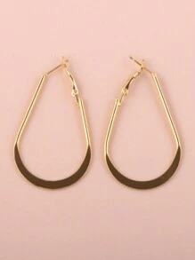 1pair Simple Smooth U-shaped Thin Wire Ear Studs/hoops, 2 Sizes Available - Silver - View 6