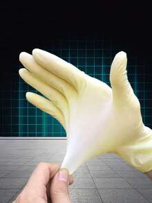 50 只装黄色耐用橡胶手套，无粉，一次性，家用清洁手套，防滑功能 - 黃色 - 查看 5