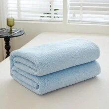 1入組天藍色簡約款雙面毛絨柔軟親膚沙發毯,可保暖,適用於四季,客廳,臥室,度假禮物