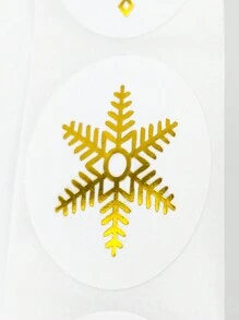 TYFYO 500pcs/Roll Gold Snowflake Christmas Stickers Scrapbooking Thank You Stickers For Christmas Gift Decoration Small Business Supplies