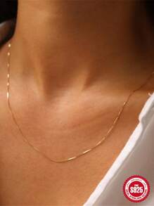 1条925银项链，45厘米/40厘米，时尚简约，金银双色，适合女性婚礼、订婚派对等场合，精美珠宝礼品。