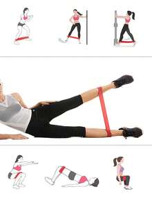 阻力环健身带适用于家庭健身、拉伸、力量训练、男女弹性健身带 - 紅色 - 查看 2