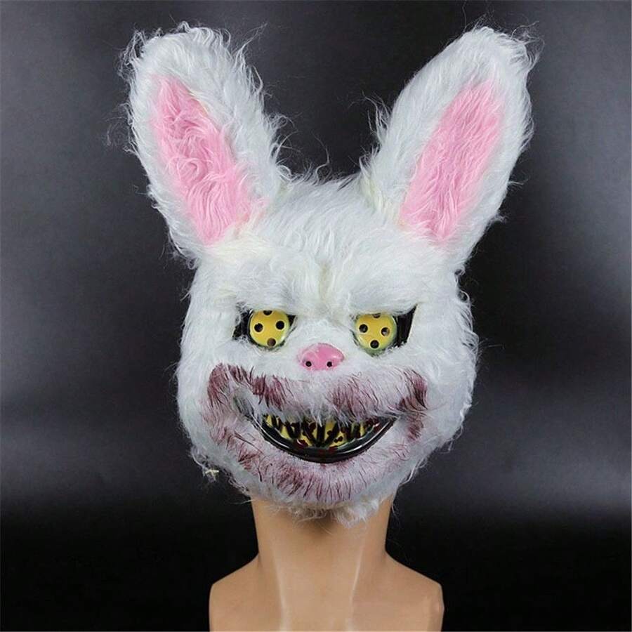 Halloween Mask White Bunny Rabbit Bloody Creepy Halloween Horror Killer Masque Scary Adult Mask - White - View 1