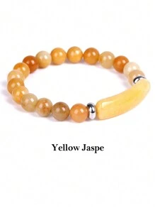1pc Natural Stone Beaded Handmade Yoga Energy Healing Bracelet With Yellow Tiger Eye, Amethyst, Agate, Faux Pearl, Chakra Crystal, And Heart Shaped Charm Pendant, Handmade Jewelry - Multicolor - View 14
