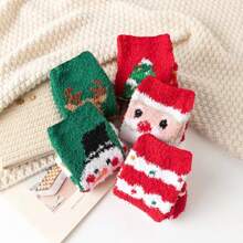 5雙女式冬季加厚保暖絨毛襪,聖誕風格腿暖器 - 彩色 - 查看 2