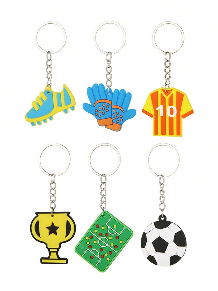6 Piezas/juego Llavero/llavero De Pvc Con Forma De Balón De Fútbol De La Copa Del Mundo, Encanto De Bolso/coche, Obsequios De Fiesta/regalos - Multicolor - Ver 1
