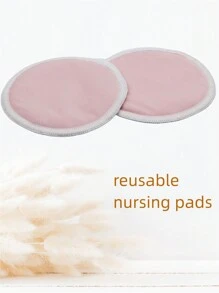 2 pcs Reusable Breastfeeding Pads,Recyled Cloth Washable Absorbent Reusbale Bamboo Nursing Pads
