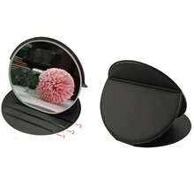 1入便攜式pu皮革摺疊圓形化妝鏡,高清玻璃,適用於辦公室、旅行、家庭使用、桌面 - 白色 - 查看 6