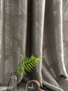 1pc Silver Printed Light-blocking Curtain - Grey - View 9