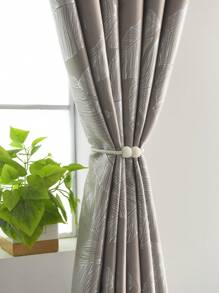 1pc Silver Printed Light-blocking Curtain - Grey - View 6