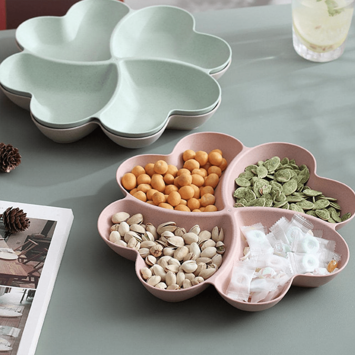 1pc Appetizer Serving Platter, Unbreakable Chip & Dip Serving Divided