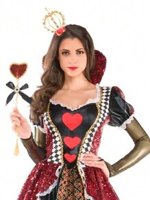 女王的心皇冠帽髮箍紅色的女王服飾女王的心配件可匹配帶萬聖節裝 - 香檳色 - 查看 1