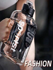 1入組大容量1.7l運動戶外桶式水瓶,男女健身運動的便攜式塑料水杯 - 黑色 - 查看 1