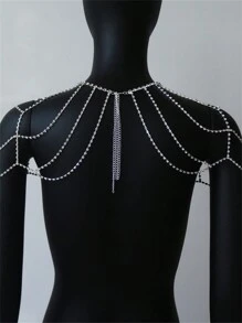1pc Fashionable Rhinestone Body Chain Beach Bikini Accessory For Women - Silver - View 2