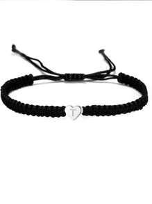 1 Peça Pulseira Charme De Alfabeto Em Tecido Simples E Fashion De Jóias, Pulseira De Amizade Para Casais E Amigos
