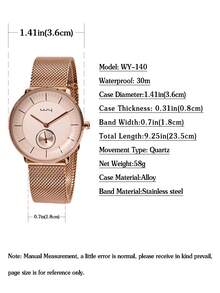 1 件男士不銹鋼網帶簡約時尚石英手錶 - 銀色 - 查看 6