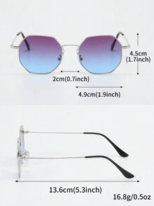 GENUIN MOMENT 1pc Men's Multicolor Polygonal Metal Frame Vintage Magazine Style Gradient Fashion Glasses Suitable For Daily Wear - Multicolor - View 6