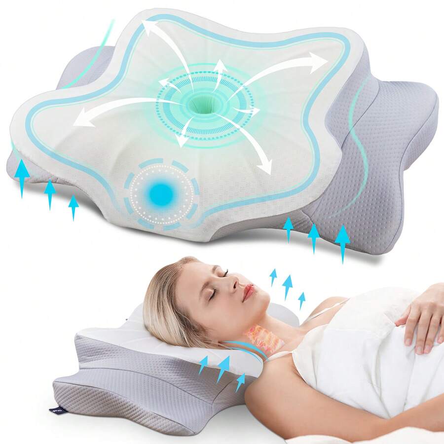 2023 New Cervical Pillow for Neck Pain Relief,Contour Memory Foam Pillow,Ergonomic Orthopedic Neck Support Pillow for Side,Back and Stomach Sleepers with Breathable Pillowcase(Standard Size With Grey)