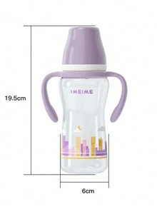 1pc Stylish Baby Bottle With Large Caliber And Grip Handle Made Of Pp Material, Suitable For Daily Use - Lilac Purple - View 8