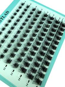 HBZGTLAD 8 Rows 96pcs Mixed Sectional Lash Cluster Dense C/D Curved 3d Fluffy Fan Individual Pre-Made Volume Fake Lashes In Blue Paper Box For Eye Extensionlash Clusters,Eyelash Clusters,Individual Eyelashes,Lashes,Fake Lashes - Black - View 6