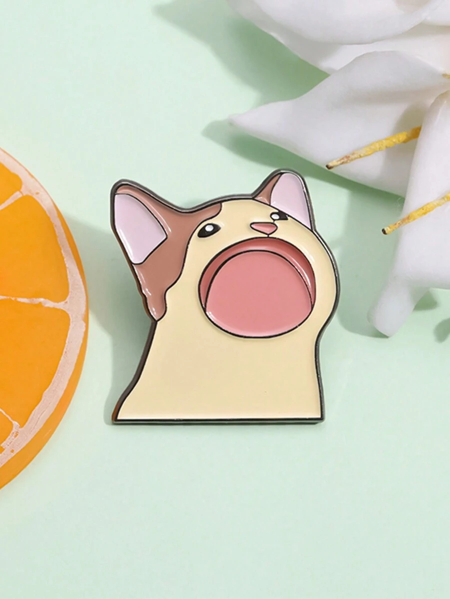 1pc Cat Meme Enamel Pins Custom Funny Animal Kitten Open Mouth Brooches