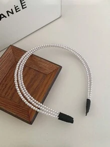 1 Piece White Three Rows Of Faux Pearl Beads Fashion Retro Versatile Hair Hoop Bridal Wedding Hair Accessories Elegant Tiaras. Valentine's Day Accessories - White - View 3