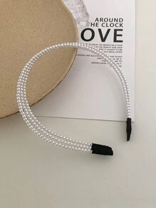 1 Piece White Three Rows Of Faux Pearl Beads Fashion Retro Versatile Hair Hoop Bridal Wedding Hair Accessories Elegant Tiaras. Valentine's Day Accessories - White - View 5