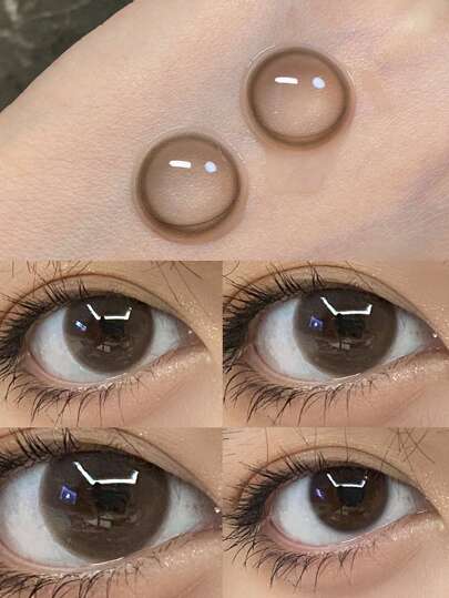 1 Pair Collagen Water Brown Color Contact Lenses Yearly Use 14.2mm Halloween Costume Cosplay