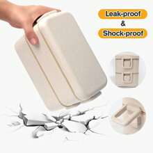 Kinkete Bento Box Compartment 2 In 1, Wheat Straw, Leak Proof And Microwave Safe Bento Lunch Box - Beige - View 2