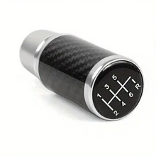 通用汽車改裝鋁合金碳纖維換擋杆齒輪棒,手動和自動變速,個性化齒輪旋鈕帶5/6速度亞克力頭,9cm - 銀色 - 查看 14