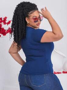 Plus Size T-shirts - 藏蓝色 - 查看 3