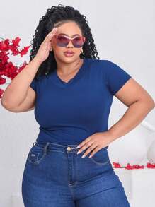 Plus Size T-shirts - 藏蓝色 - 查看 2