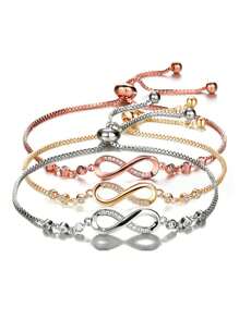 1pc Simple & Fashionable Geometric Infinite Loop Crystal Adjustable Charm Bracelet/eight Figure For Women