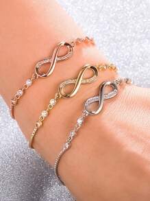 1pc Simple & Fashionable Geometric Infinite Loop Crystal Adjustable Charm Bracelet/eight Figure For Women