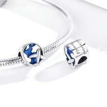 WOSTU Colgante De Plata De Ley 925 Con Forma De Avión Para Viajar Alrededor Del Mundo, Pulsera Y Collares Para Mujer, Joyería Diy, 1 Ud. - Plateado - Ver 11