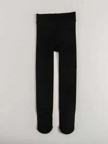 1 件裝幼兒女孩加厚保暖抓絨舞蹈褲襪適合冬季日常穿著 - 黑色 - 查看 1