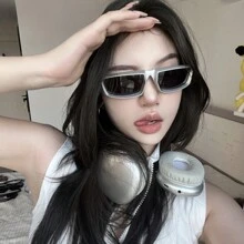 1 件女士 Y2K 未来时尚眼镜，全新银色调潮流眼镜，坏人、朋克、嘻哈、骑行风格海滩配饰女士眼镜遮阳镜 - 銀色 - 查看 4