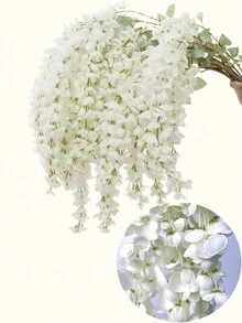 1 件人造白色紫藤花環藤蔓,有 6 個分支,長度 43.3 英寸。非常適合家居、派對、婚禮裝飾、房間裝飾、家居裝飾、diy 派對、秋季、萬聖節、收穫、感恩節 - 白色 - 查看 2