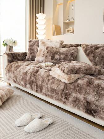 1入組冬季加厚絨面沙發套,可用於1/2/3/4人位沙發,包括座墊、靠背和扶手套