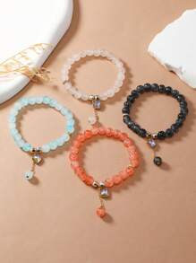 Rhinestone Charm Beaded Bracelet - Multicolor - View 1