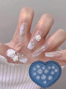 1件装山茶花玫瑰3D亚克力美甲模具复古美甲装饰DIY设计硅胶美甲模具美甲工具雕塑亚克力美甲模具浮雕美甲模板硅胶美甲工具，美甲用品，美甲工具，美甲艺术工具，返校季，美甲，美甲工具（适用于按压式美甲片） - 無色 - 查看 1