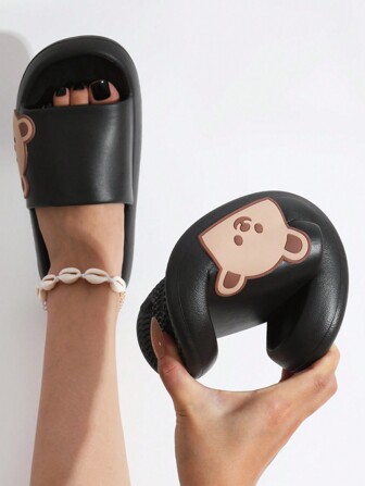 女士可愛、舒適、時尚的卡通拖鞋,軟底防滑浴室和泳池拖鞋,室內滑板